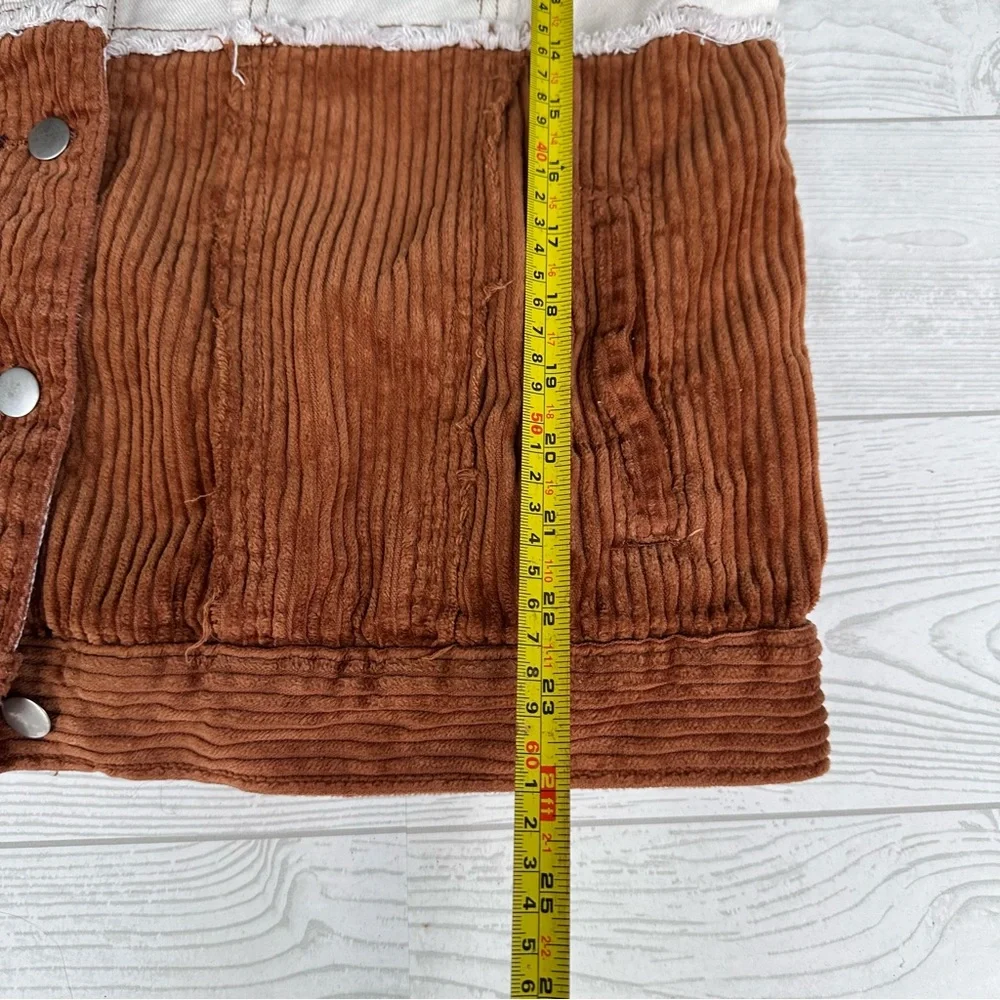 POL Women's Oversized Patchwork Corduroy Camo Y2K Jacket Inside Pockets Size S/M - Picture 16 of 16